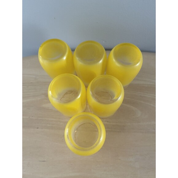 Vintage Blendo Frosted Yellow Gold Trim Juice Glasses West Virginia Lot of 6 MCM - Picture 8 of 10